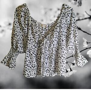 Time After Time large 1/2 sleeve black and white open front (tie) woman's blouse